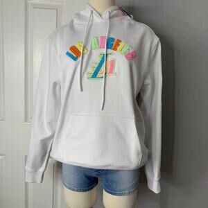 Pro Standard Los Angeles Lakers Women's White Washed Neon Pullover Hoodie, M